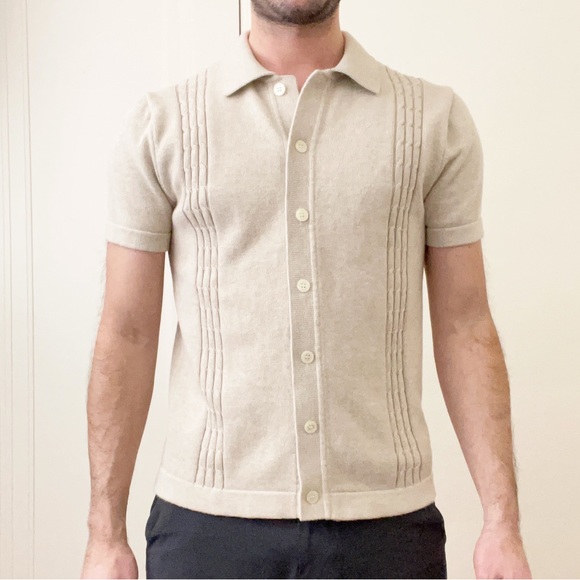J. Crew | Sweaters | J Crew Cotton Cable Knit Short Sleeve Polo Cardigan  Sweater Mens Small Slim Fi | Poshmark
